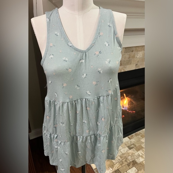 🆕 Maternity Tiered baby doll top size medium Color: Dusty Teal - Picture 1 of 4